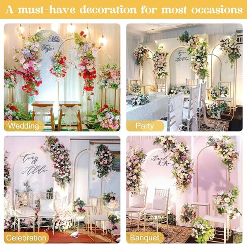 Set of 3 Arch Backdrop Stand 7.2FT, 6.6FT, 6FT Gold Wedding Balloon Stand Stable Metal Door Frame for Ceremony Birthday Party Bridal Baby Shower Banquet Decoratio in Saudi Arabia