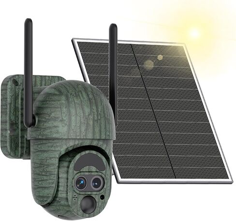 SEHMUA Cellular Trail Cameras, 4G LTE Cellular Security Camera with 12X Hybrid Zoom 2K 360° View Live Video, Unlimited Data Plan Game Camera No Glow IR Auto Tracking, Solar Powered, Motion Activate in Kuwait