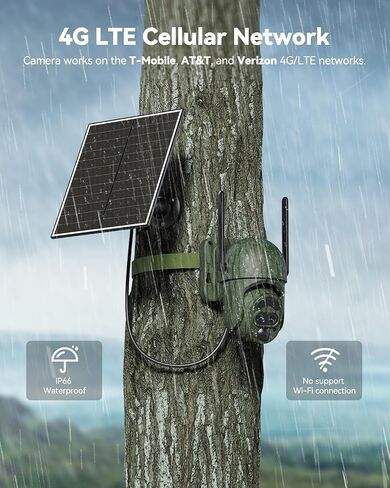 SEHMUA Cellular Trail Cameras, 4G LTE Cellular Security Camera with 12X Hybrid Zoom 2K 360° View Live Video, Unlimited Data Plan Game Camera No Glow IR Auto Tracking, Solar Powered, Motion Activate in Kuwait