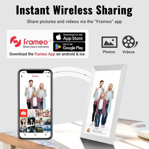 10.1'' Smart Digital Photo Frame, 1280x800 HD Touch Screen, Electronic Picture Frame,Auto-Rotate, Slideshow, Easy App Setup, Instantly Share Photos & Videos Anytime Anywhere (White) in Saudi Arabia