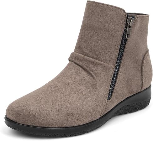 Women's Ankle Boots Comfortable Round Toe Low Heel Anti-slip Zipper Booties in Saudi Arabia