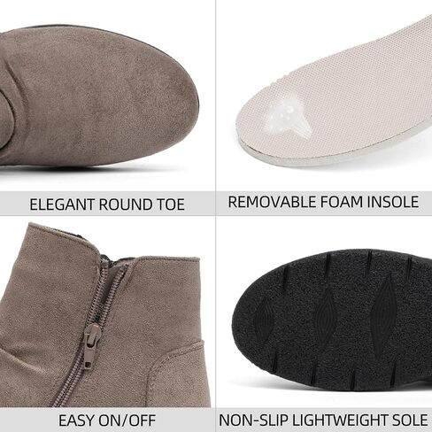 Women's Ankle Boots Comfortable Round Toe Low Heel Anti-slip Zipper Booties in Saudi Arabia