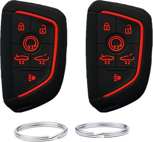 Silicone Smart Remote Key fob Cover case Compatible with 2020 2021 2022 Chevrolet Chevy Corvette C8.Part Number：YG0G20TB1（6 Buttons） (Black+Rose red) in Saudi Arabia