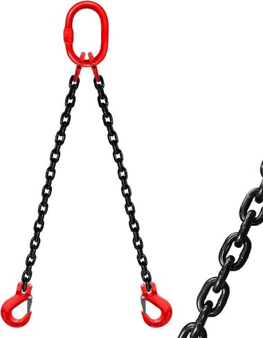 Chain Sling 5/16 Inch x 5 Ft Lifting Chains Double Leg with Grab Hooks Chain Slings for Lifting 3 Ton Capacity Lifting Slings G80 Alloy Steel Engine Lift Chain for Cargo Security Towing in Saudi Arabia