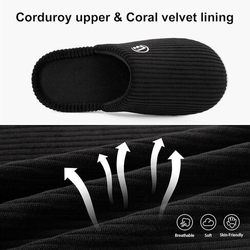 LongBay Women's Corduroy Slippers Cozy Memory Foam Slip On House Shose Indoor Outdoor in Kuwait