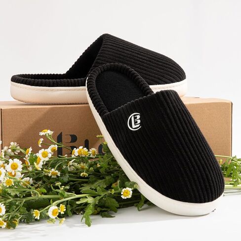 LongBay Women's Corduroy Slippers Cozy Memory Foam Slip On House Shose Indoor Outdoor in Kuwait