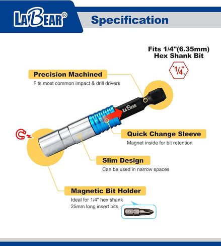 66L Magnetic Bit Holder, Slim Bit holder with bolt absorber, FlexTorq, Impact Ready, Screwlock System in Kuwait