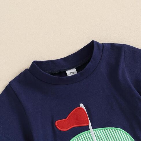 Toddler Baby Boy Golf Outfit Golf Embroidery Short Sleeve T-Shirt Plaid Shorts Set 2Pcs Infant Summer Clothes in Kuwait