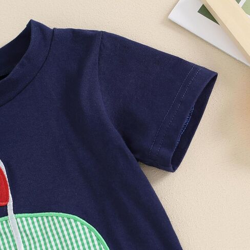 Toddler Baby Boy Golf Outfit Golf Embroidery Short Sleeve T-Shirt Plaid Shorts Set 2Pcs Infant Summer Clothes in Kuwait