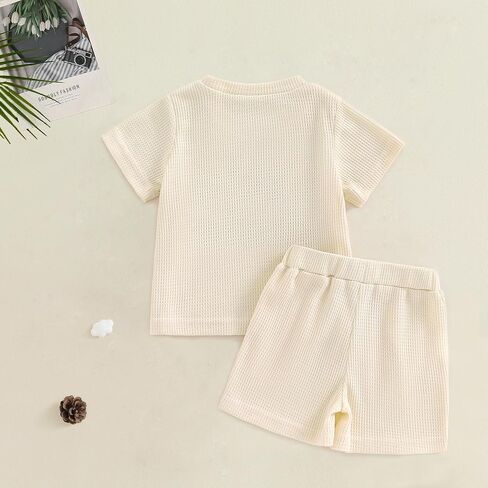 Toddler Baby Boy Summer Outfit Mama's Boy Baby Clothes Waffle Knit Short Sleeve T Shirt Top+Shorts Infant 2 Piece Set in Saudi Arabia