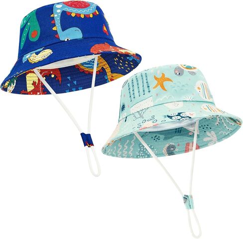 Durio 2-Pack Toddler Bucket Hat with Adjustable Chin Strap UPF 50+ Sun Protection Hat for Baby Toddler Sun Hat for Boys Girls in Saudi Arabia