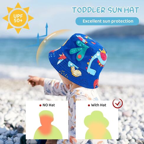 Durio 2-Pack Toddler Bucket Hat with Adjustable Chin Strap UPF 50+ Sun Protection Hat for Baby Toddler Sun Hat for Boys Girls in Saudi Arabia