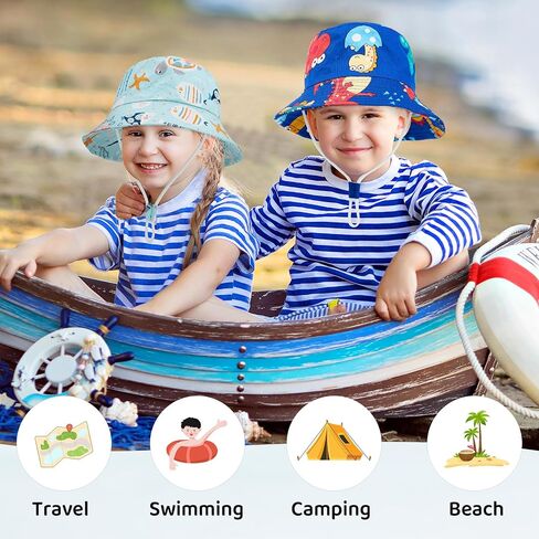 Durio 2-Pack Toddler Bucket Hat with Adjustable Chin Strap UPF 50+ Sun Protection Hat for Baby Toddler Sun Hat for Boys Girls in Saudi Arabia
