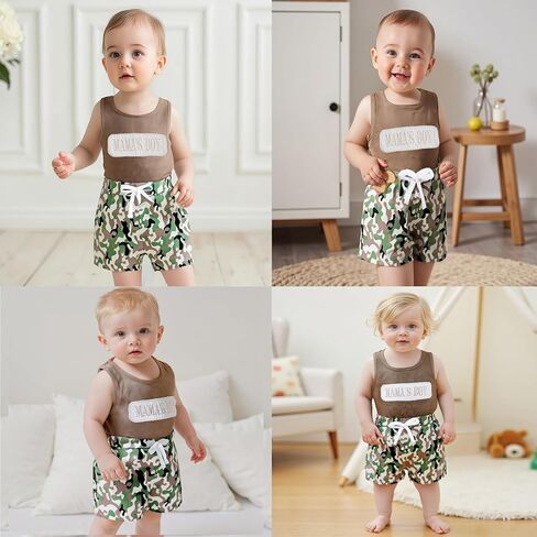 Toddler Baby Boy Summer Clothes Funny Letter Tank Top Sleeveless Shirt And Shorts Set 2 Piece Infant Boy Outfit in Kuwait
