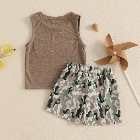 Toddler Baby Boy Summer Clothes Funny Letter Tank Top Sleeveless Shirt And Shorts Set 2 Piece Infant Boy Outfit in Kuwait