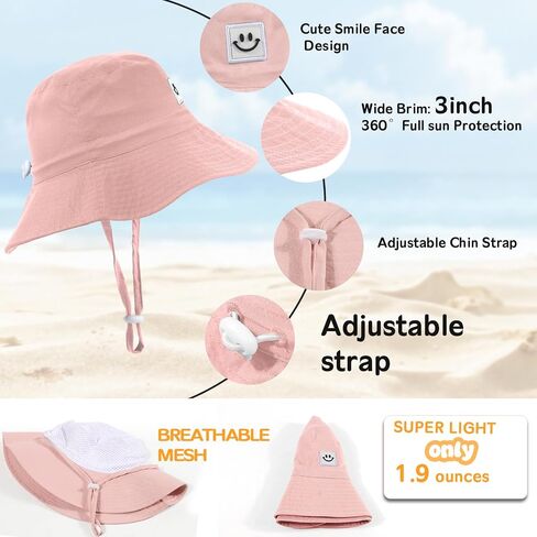 Kids Sun Hat Smile Face Ducket Hat for Toddler Girls Boy in Kuwait