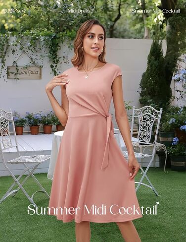 Bbonlinedress Vintage Cocktail Dress for Women Wedding Guest Formal Midi Plus Size Homecoming Party Dress Navy 2XL in Saudi Arabia