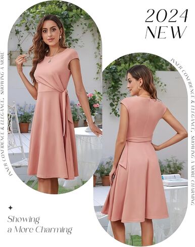 Bbonlinedress Vintage Cocktail Dress for Women Wedding Guest Formal Midi Plus Size Homecoming Party Dress Navy 2XL in Saudi Arabia
