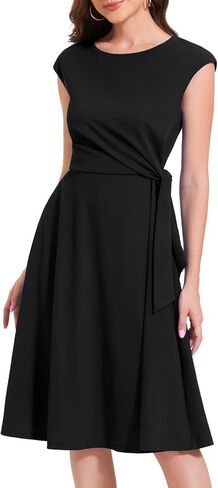 Bbonlinedress Vintage Cocktail Dress for Women Wedding Guest Formal Midi Plus Size Homecoming Party Dress Navy 2XL in Kuwait