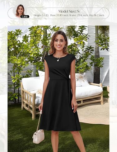 Bbonlinedress Vintage Cocktail Dress for Women Wedding Guest Formal Midi Plus Size Homecoming Party Dress Navy 2XL in Kuwait