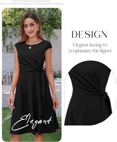 Bbonlinedress Vintage Cocktail Dress for Women Wedding Guest Formal Midi Plus Size Homecoming Party Dress Navy 2XL in Kuwait