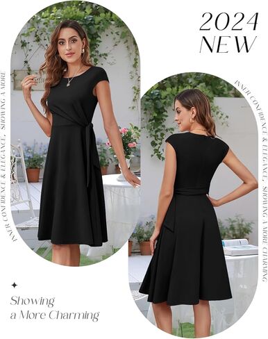 Bbonlinedress Vintage Cocktail Dress for Women Wedding Guest Formal Midi Plus Size Homecoming Party Dress Navy 2XL in Kuwait