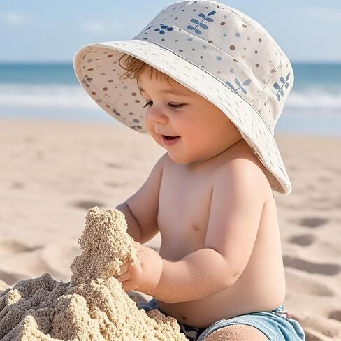 LLmoway Baby Sun Hat Toddler Bucket Hats for Boys Girls Summer Beach UV Protection Lightweight Kids Summer Hat with Strap in Kuwait