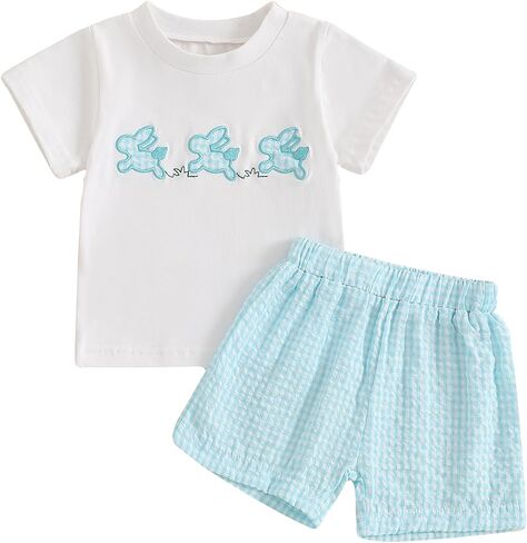 Kids Toddler Boy Easter Outfits I am Just Here for the Snacks Shirt Shorts Set Summer Baby Clothes 12M-6T in Saudi Arabia