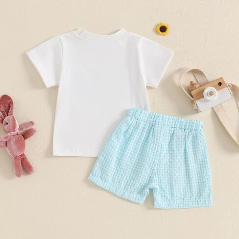 Kids Toddler Boy Easter Outfits I am Just Here for the Snacks Shirt Shorts Set Summer Baby Clothes 12M-6T in Saudi Arabia