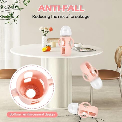 3 Pack Silicone Sleeves for Philips Avent Natural Glass Baby Bottles, Anti Breakage Bottle Holder with Handle for Baby Girls, Compatible with Philips Avent Glass Natural Baby Bottle, 8oz in Saudi Arabia