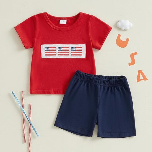 MAYUMMPY Baby Girl Boy Fourth of July Clothes Toddler Kids 4th of July Outfits Baby American Flag Memorial Day Outfit in Kuwait
