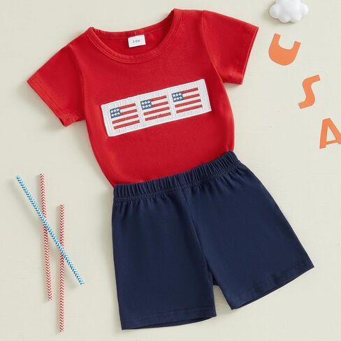 MAYUMMPY Baby Girl Boy Fourth of July Clothes Toddler Kids 4th of July Outfits Baby American Flag Memorial Day Outfit in Kuwait