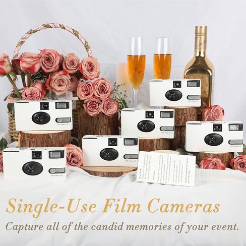 6 Pack Disposable Cameras for Wedding Bulk, 35mm Golden Rose Single-Use Film Cameras with Flash, One Time Cameras for Birthday Party Baby Shower Gathering Wedding, lSO 400 Film,17 Exposures in Kuwait