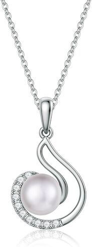 Pearl Necklaces for Women, Birthday Gifts for Women Freshwater Round Pearl Pendant Dainty 925 Silver Black Choker Necklace -Gift for Wife Wedding Birthday Anniversary Jewelry-Mom Girlfriend Her Mothers Day Valentines Day Christmas Day Gifts in Saudi Arabia