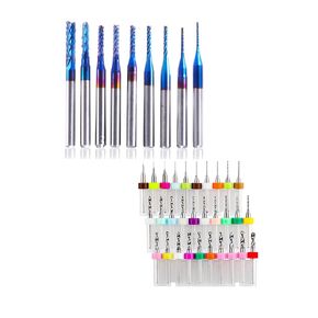 SainSmart Genmitsu 10PCS Nano Blue Coat End Mill CNC Router Bits+ 30PCS PCB Drill Bits Set, 0.1mm-3.0mm