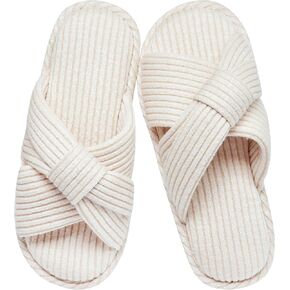 Jerzmy Cross Bow House Slippers for Women, Cute Summer Woman Slippers Cozy Cushioned Memory Foam Open Toe Home Shoes for Bedroom Indoor