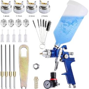 BANG4BUCK HVLP Spray Gun, Auto Paint Spray Gun, Spray Paint Gun with 4 Nozzles 1.4/1.7/2.0/2.5mm and 1000cc Cup for Auto Paint, Primer, Clear/Top Coat & Touch-Up