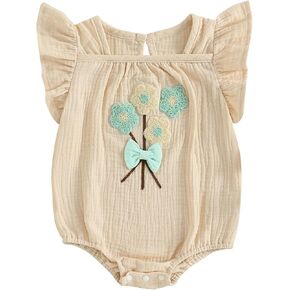 Smocked Baby Girl Clothes Flower Ruffle Sleeveless Romper Jumpsuit Newborn Infant Clothing Cute Summer Outfit