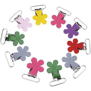Hilitand Mini Plum Shape Suspender Clips, Mixed Color Suspender Snaps, DIY Clothes Accessories, for Making Pacifier Holders Bib Clips