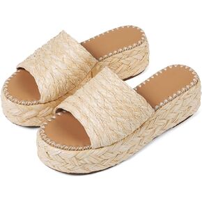 VOMIRA Platform Sandals Women Espadrille Wedge Sandals for Women Open Toe Slip On Flatform Rafiia Slide Sandals Summer Beach Sandals Bohemia Dressy Sandals in Kuwait