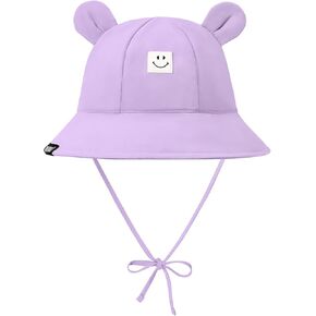 Durio SmileyWorld Baby Sun Hat with Bear Ear, UPF 50+ Sun Protection Baby Bucket Hat, Smile Face Sun Hat for Toddlers 0-4T