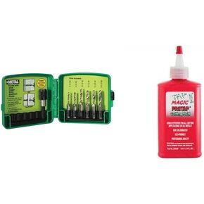 مجموعة Greenlee Dtapkit Drill/Tap للمعادن ، والحفر من خطوة واحدة ، والتنصت ، ومجموعة Deburring/Gumberkinking مع محول التغيير السريع والنقر السحرية 30004p قطع بروتاب ، 4 أوقية. مقاس