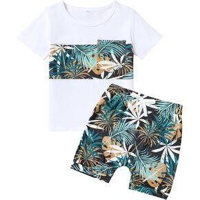 Baby Boy Shirt and Short Sets Print Beach Toddler Summer Hawaii Clothes Little Boy Shorts Set Vacation Beach Outfits