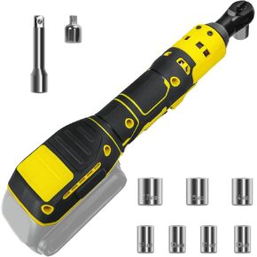 Cordless Ratchet Wrench, 3/8" Electric Ratchet Tool Kit for Dewalt 20V Battery，55 Ft-Lbs Ratchet Wrench with 1/4" Adapter and 7CS Sockets(No battery)