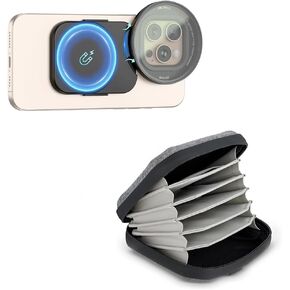 JJC 4 Pockets Hard Shell Lens Filter Holder+67mm Phone Lens Filter Adapter