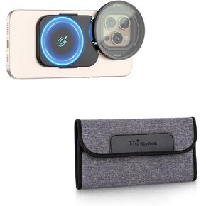 JJC 4 Pockets Lens Filter Case for Filter Up to 82mm + 67mm Phone Lens Filter Adapter