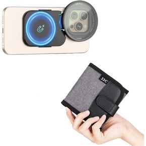 JJC 3 Pockets Camera Filter Case + 67mm Phone Lens Filter Adapter