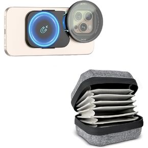 10 Pockets Hard Shell Camera Lens Filter Case + 67mm Phone Lens Filter Adapter