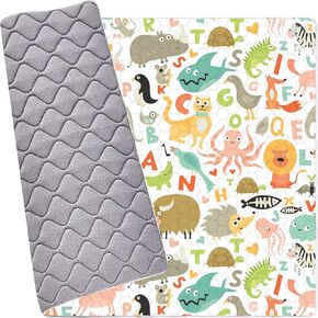 Baby Play Mat for Floor 50x50, Soft Foldable Playpen Mat for Floor, Thick Foam Padded Non-Slip Waterproof Washable Baby Crawling Mat for Toddlers Infants (Animal Print)