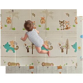 Reversible Foldable Baby Floor Mat – Thick Padded Baby Foam Play Mat for Floor, Soft Non-Slip Playmat for Babies 6-12 Months & Toddlers, Waterproof, Easy Clean, Indoor Use – Size 70x50